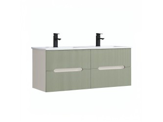 Trent 120 alsó fürdőszobabútor kerámia mosdóval (4 fiókos) fehér-zöld