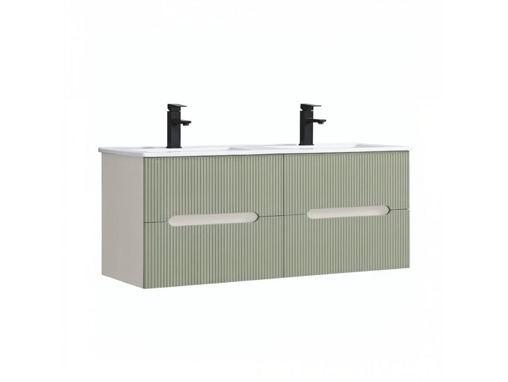 Trent 120 alsó fürdőszobabútor kerámia mosdóval (4 fiókos) fehér-zöld