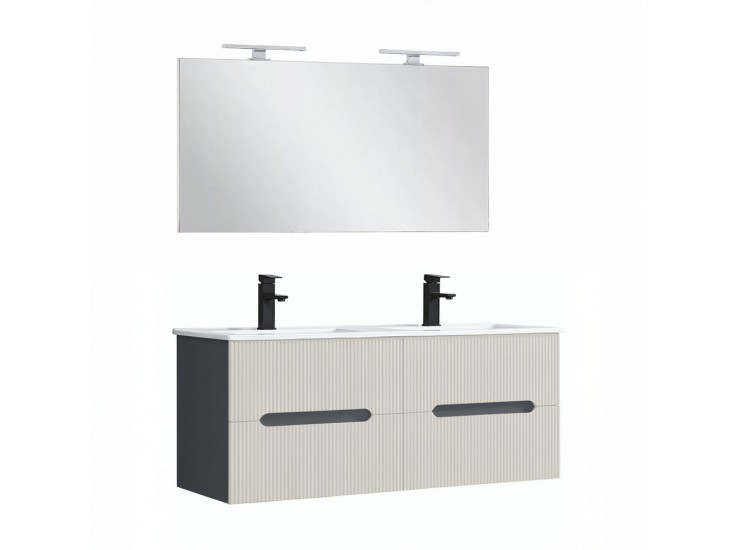 Trent Fürdőszobabútor 120 cm kerámia mosdóval tükörrel 60x120 cm antracit szürke-fehér