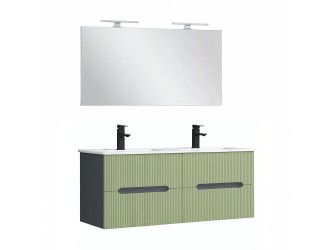 Trent Fürdőszobabútor 120 cm kerámia mosdóval tükörrel 60x120 cm antracit szürke-világoszöld