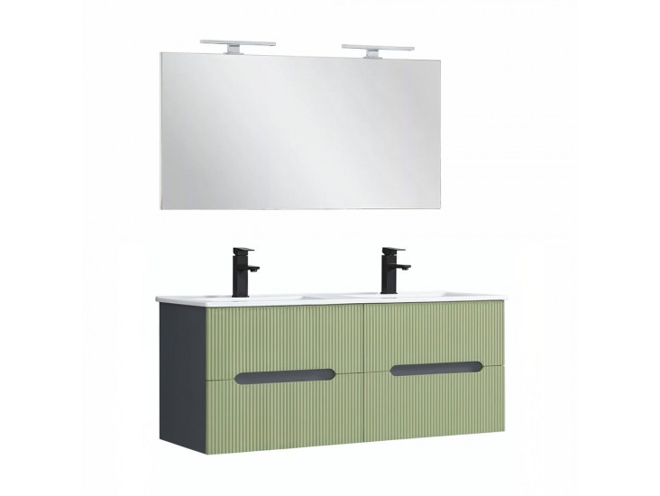 Trent Fürdőszobabútor 120 cm kerámia mosdóval tükörrel 60x120 cm antracit szürke-világoszöld