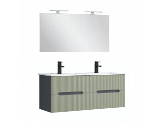 Trent Fürdőszobabútor 120 cm kerámia mosdóval tükörrel 60x120 cm antracit szürke-zöld