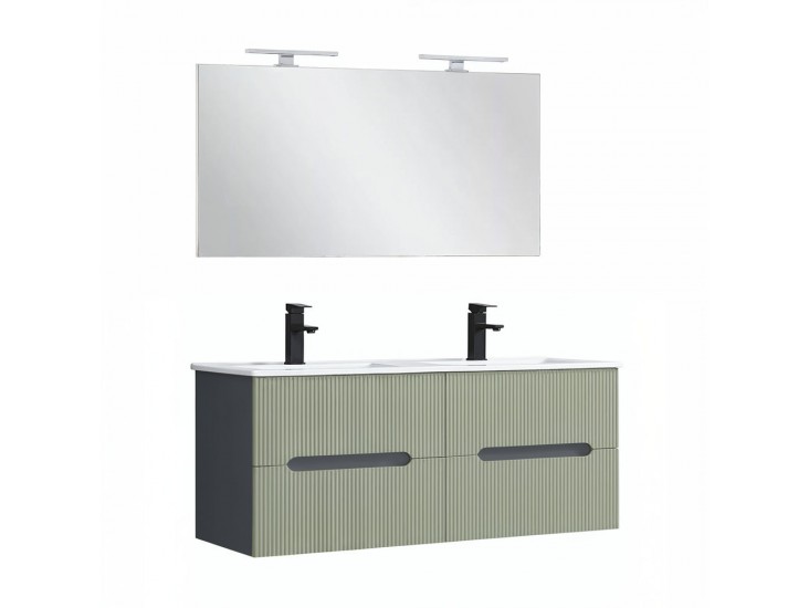 Trent Fürdőszobabútor 120 cm kerámia mosdóval tükörrel 60x120 cm antracit szürke-zöld