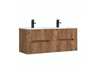 Trent 120 alsó fürdőszobabútor kerámia mosdóval 4 fiókos, sunset tölgy