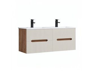 Trent 120 alsó fürdőszobabútor kerámia mosdóval (4 fiókos) sunset tölgy-fehér