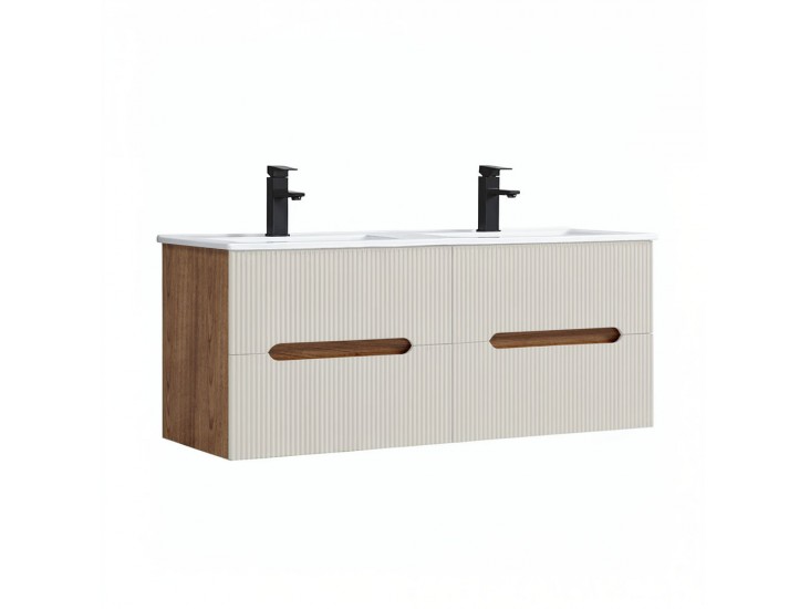 Trent 120 alsó fürdőszobabútor kerámia mosdóval (4 fiókos) sunset tölgy-fehér