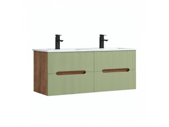 Trent 120 alsó fürdőszobabútor kerámia mosdóval (4 fiókos) sunset tölgy-világoszöld