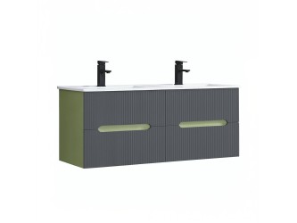 Trent 120 alsó fürdőszobabútor kerámia mosdóval (2 fiókos) világoszöld-antracit szürke
