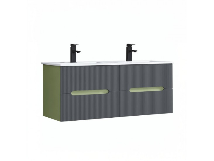 Trent 120 alsó fürdőszobabútor kerámia mosdóval (2 fiókos) világoszöld-antracit szürke