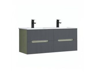 Trent 120 alsó fürdőszobabútor kerámia mosdóval (2 fiókos) zöld-antracit szürke