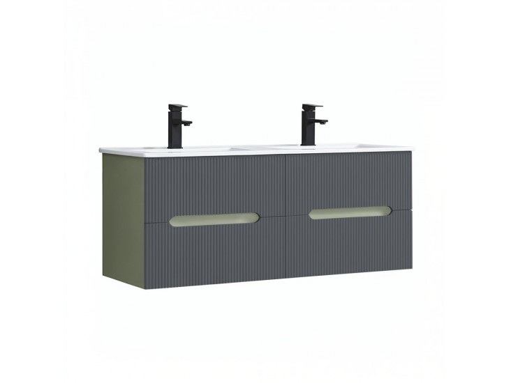 Trent 120 alsó fürdőszobabútor kerámia mosdóval (2 fiókos) zöld-antracit szürke