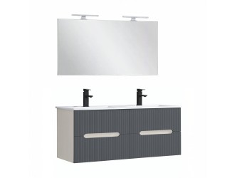 Trent Fürdőszobabútor 120 cm kerámia mosdóval tükörrel 60x120 cm fehér-antracit szürke