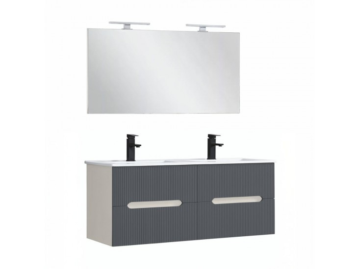 Trent Fürdőszobabútor 120 cm kerámia mosdóval tükörrel 60x120 cm fehér-antracit szürke