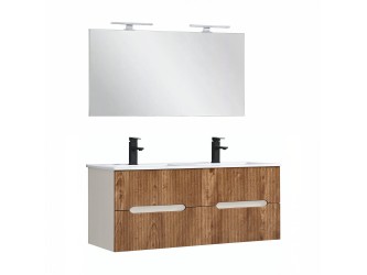 Trent Fürdőszobabútor 120 cm kerámia mosdóval tükörrel 60x120 cm fehér-sunset tölgy