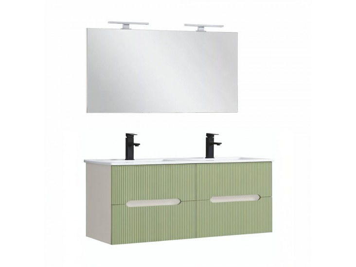 Trent Fürdőszobabútor 120 cm kerámia mosdóval tükörrel 60x120 cm fehér-világoszöld