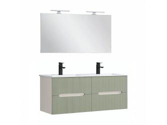 Trent Fürdőszobabútor 120 cm kerámia mosdóval tükörrel 60x120 cm fehér-zöld