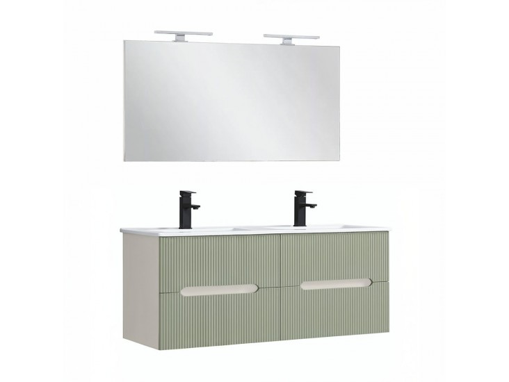 Trent Fürdőszobabútor 120 cm kerámia mosdóval tükörrel 60x120 cm fehér-zöld