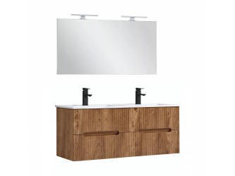 Trent Fürdőszobabútor 120 cm kerámia mosdóval tükörrel 60x120 cm sunset tölgy