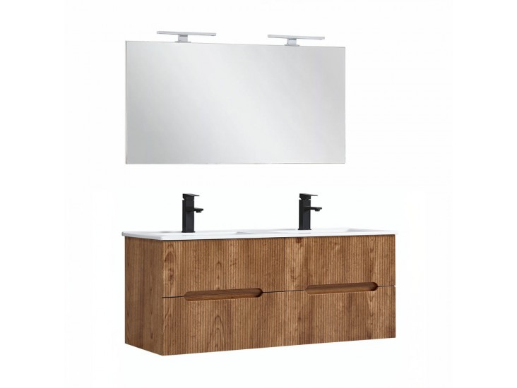 Trent Fürdőszobabútor 120 cm kerámia mosdóval tükörrel 60x120 cm sunset tölgy