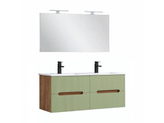 Trent Fürdőszobabútor 120 cm kerámia mosdóval tükörrel 60x120 cm sunset tölgy-világoszöld