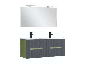 Trent Fürdőszobabútor 120 cm kerámia mosdóval tükörrel 60x120 cm világoszöld-antracit szürke