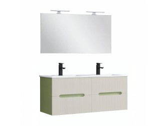 Trent Fürdőszobabútor 120 cm kerámia mosdóval tükörrel 60x120 cm világoszöld-fehér
