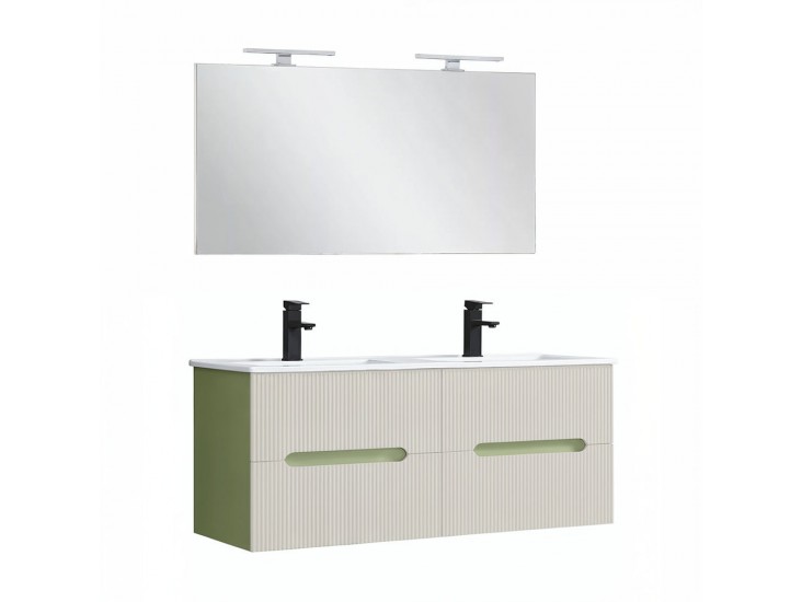 Trent Fürdőszobabútor 120 cm kerámia mosdóval tükörrel 60x120 cm világoszöld-fehér