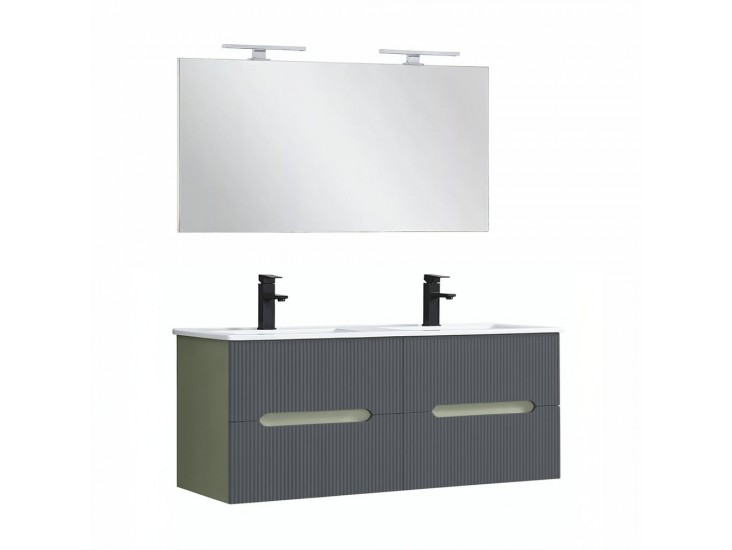 Trent Fürdőszobabútor 120 cm kerámia mosdóval tükörrel 60x120 cm zöld-antracit szürke
