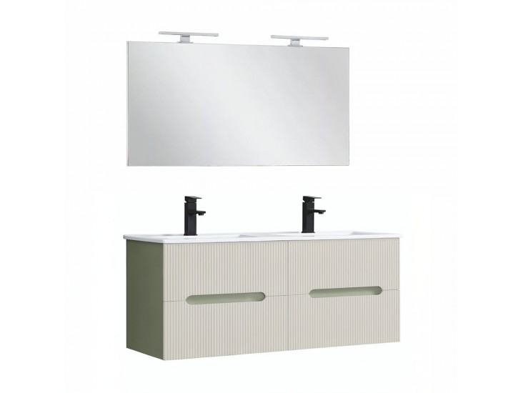 Trent Fürdőszobabútor 120 cm kerámia mosdóval tükörrel 60x120 cm zöld-fehér