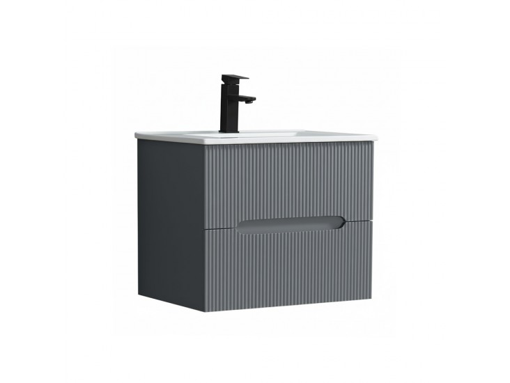 Trent 60 alsó fürdőszobabútor kerámia mosdóval 2 fiókos, antracit szürke