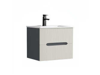 Trent 60 alsó fürdőszobabútor kerámia mosdóval (2 fiókos) antracit szürke-fehér