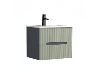Trent 60 alsó fürdőszobabútor kerámia mosdóval (2 fiókos) antracit szürke-zöld