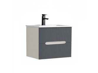 Trent 60 alsó fürdőszobabútor kerámia mosdóval (2 fiókos) fehér-antracit szürke