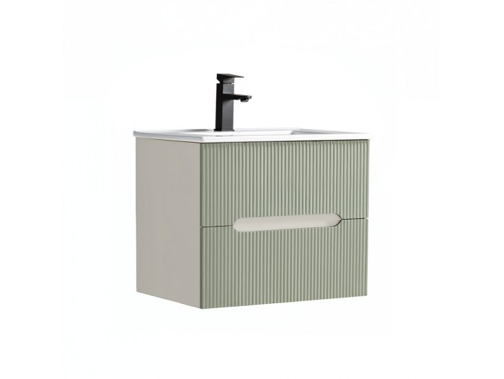 Trent 60 alsó fürdőszobabútor kerámia mosdóval (2 fiókos) fehér-zöld