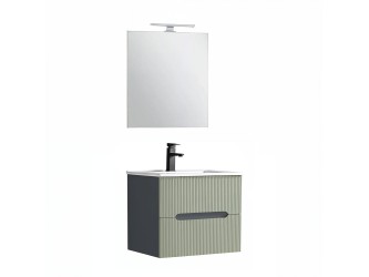 Trent Fürdőszobabútor 60 cm kerámia mosdóval (2 fiókos) tükörrel 60x80 cm antracit szürke-zöld