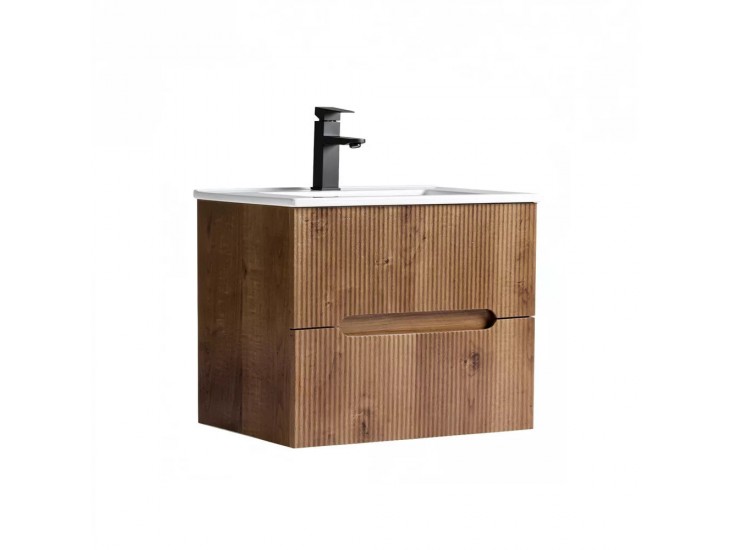 Trent 60 alsó fürdőszobabútor kerámia mosdóval 2 fiókos, sunset tölgy