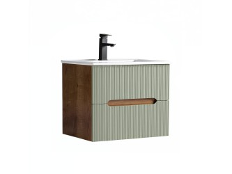 Trent 60 alsó fürdőszobabútor kerámia mosdóval (2 fiókos) sunset tölgy-zöld