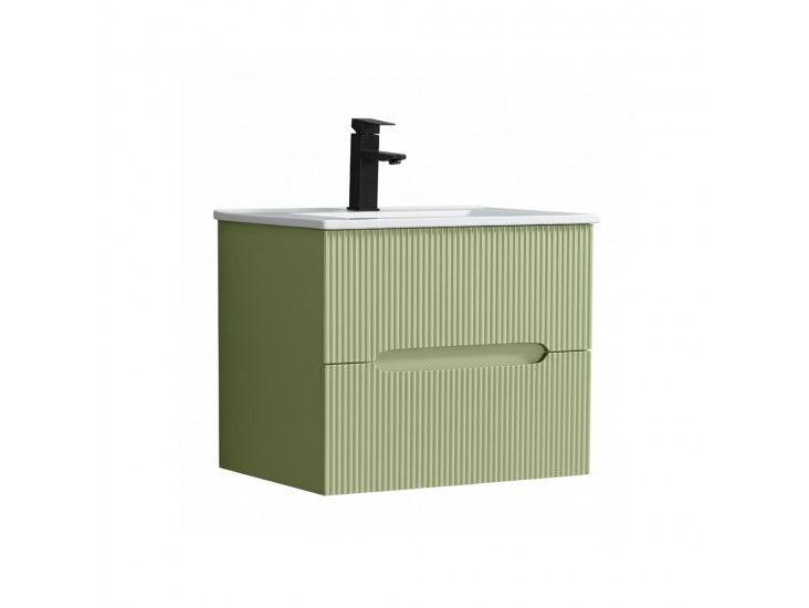 Trent 60 alsó fürdőszobabútor kerámia mosdóval 2 fiókos, világoszöld