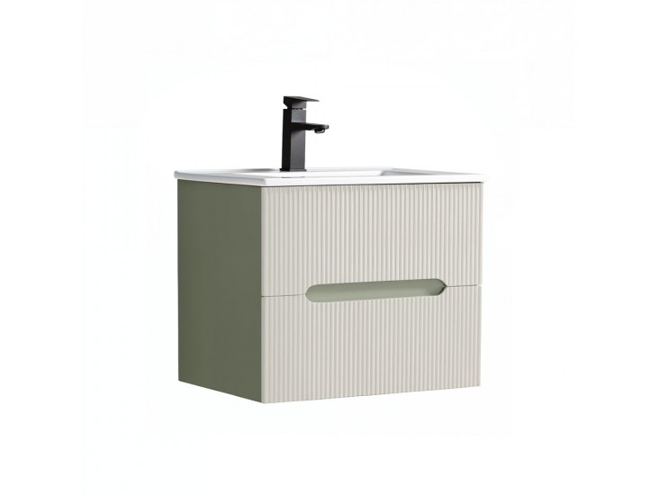 Trent 60 alsó fürdőszobabútor kerámia mosdóval (2 fiókos) zöld-fehér
