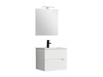 Trent Fürdőszobabútor 60 cm kerámia mosdóval (2 fiókos) tükörrel 60x80 cm fehér