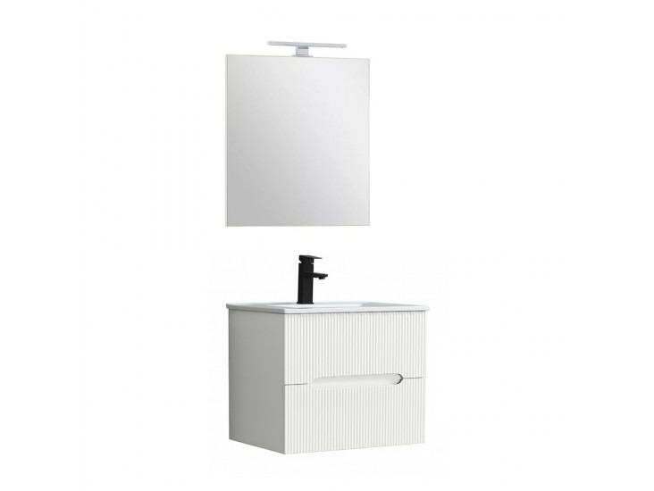 Trent Fürdőszobabútor 60 cm kerámia mosdóval (2 fiókos) tükörrel 60x80 cm fehér