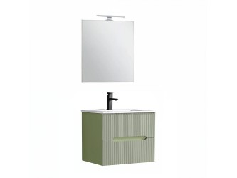 Trent Fürdőszobabútor 60 cm kerámia mosdóval (2 fiókos) tükörrel 60x80 cm világoszöld-zöld