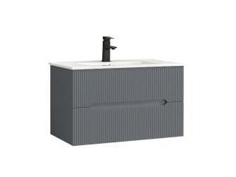 Trent 80 alsó fürdőszobabútor kerámia mosdóval 2 fiókos, antracit szürke