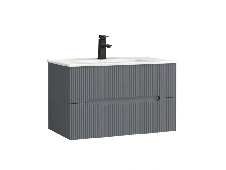 Trent 80 alsó fürdőszobabútor kerámia mosdóval 2 fiókos, antracit szürke