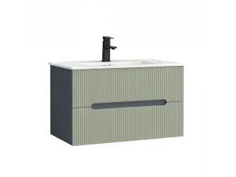 Trent 80 alsó fürdőszobabútor kerámia mosdóval (2 fiókos) antracit szürke-zöld