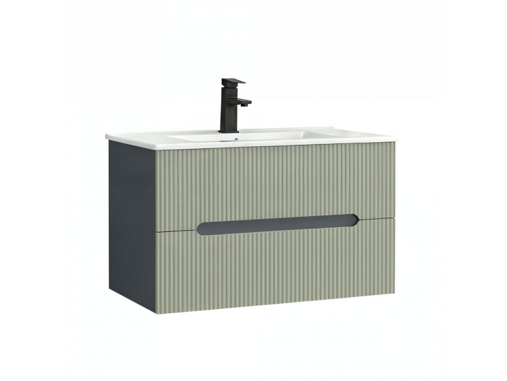 Trent 80 alsó fürdőszobabútor kerámia mosdóval (2 fiókos) antracit szürke-zöld