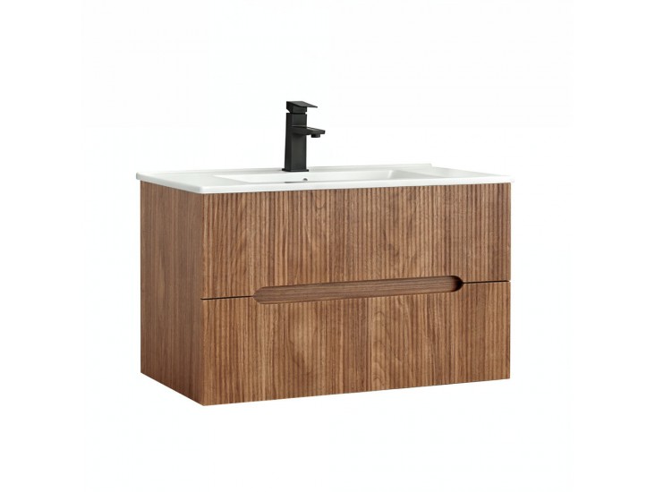 Trent 80 alsó fürdőszobabútor kerámia mosdóval 2 fiókos, sunset tölgy