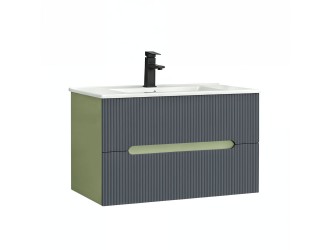 Trent 80 alsó fürdőszobabútor kerámia mosdóval (2 fiókos) világoszöld-antracit szürke