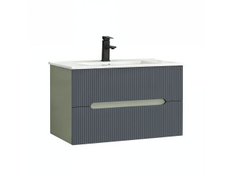 Trent 80 alsó fürdőszobabútor kerámia mosdóval (2 fiókos) zöld-antracit szürke