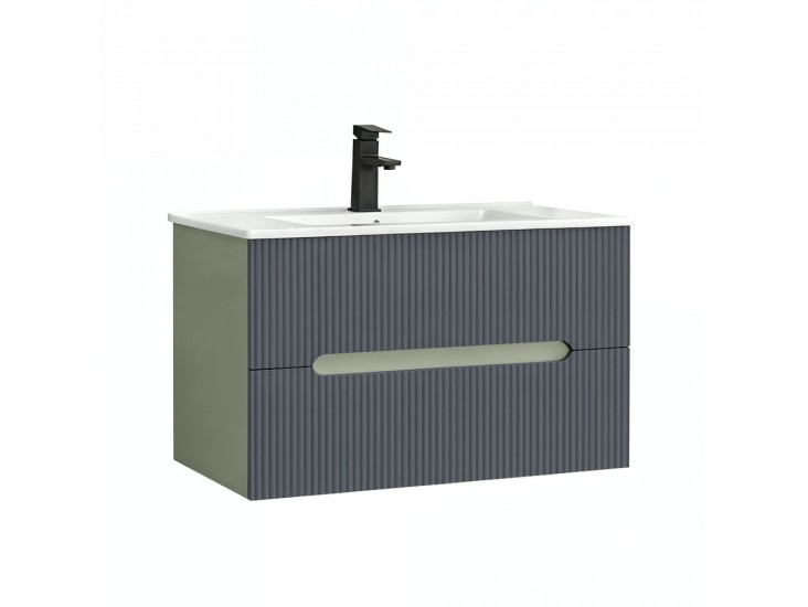 Trent 80 alsó fürdőszobabútor kerámia mosdóval (2 fiókos) zöld-antracit szürke